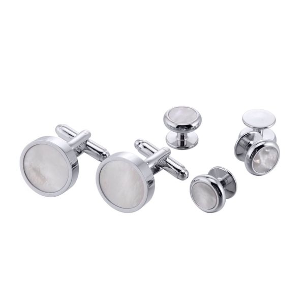 

yoursfs 6 pairs/set fashion apparel round cuff links man anniversary 18k gold plated business clothing shirt accessories, Silver