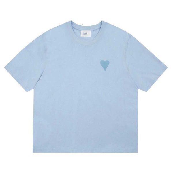 

designers amis paris shirit 2023ss spring classic heart solid color big love round neck short sleeve t-shirt for men and women fs05, White;black