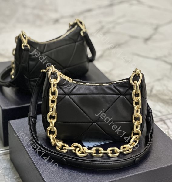

fashion prad system shoulder bags women's designer crossbody bags 10a metal triangle pattern totes zipper gold chain purses soft sheeps