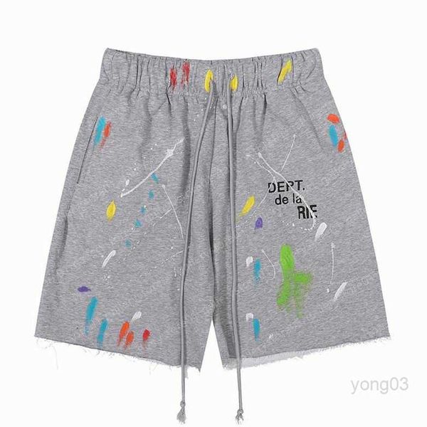 

men's shorts american fashion brand galleryes depts hand-painted splash printing pure cotton terry fog high street 5-point casual9063, White;black