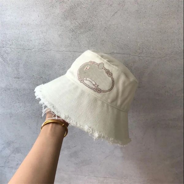 

designer hat fashion black blue twill denim bucket hats fashion letter embroidery casquette frayed brim canvas mens fisherman cap fashionabl, Blue;gray