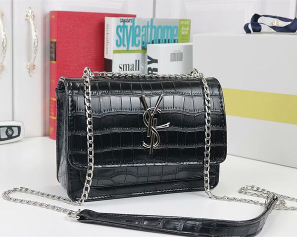 

women shoulder bag yslitys designer bags ysls crocodile pattern chain bags crossbody black handbags ladies' luxury purse