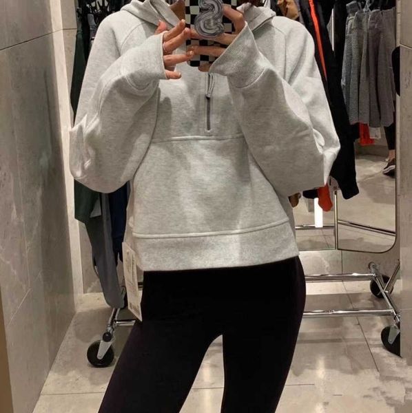 

lu scuba half zip hoodie womens yoga suit designer lululemens hooded sweatshirt ladies gym sportswear outdoor sports classic fashion 28ess, Black