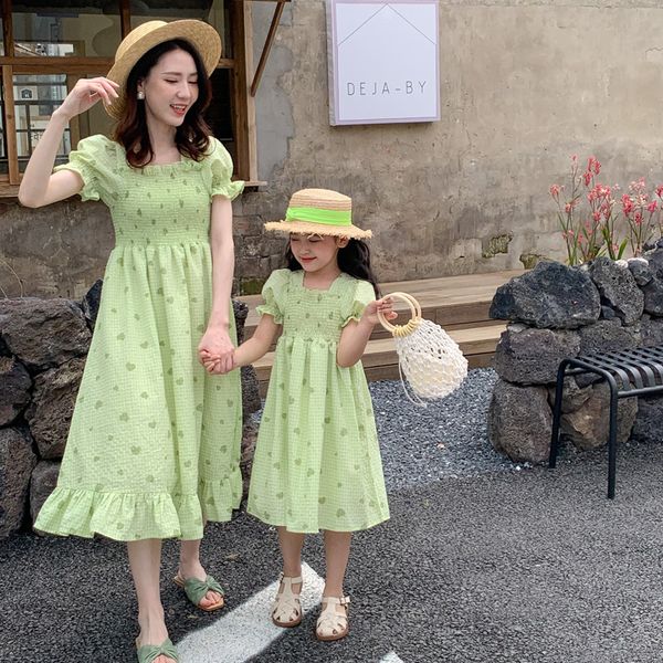 

family matching outfits elegant mother baby daughter matching dressess kids girls smocked dress women smock clothes parent-child matching cl, Blue