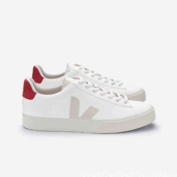 

box new with designer casual shoes 2023 french veja it net red and white shoes leather women's leisure lace up flat bottom v-shaped boa, Black