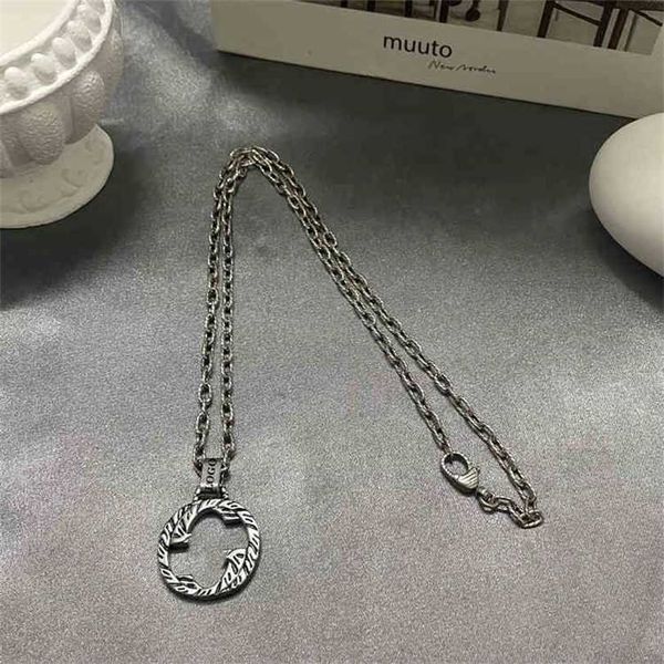 

necklace ancient made old pattern carving letter necklace men's and women's personality necklace sweater chain valentine's da, Silver