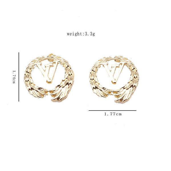

wholesale 20 styles geometric peach heart stud earrings luxury women brand designer letter earring 18k gold plated 925 silver womens wedding, Golden;silver