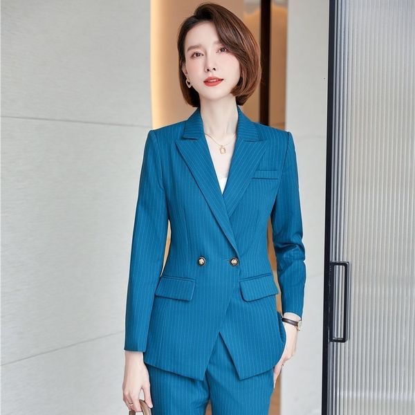 

women's suits blazers fabric elegant striped women business suits ol styles formal professional blazers work wear trousers set pantsuit, White;black