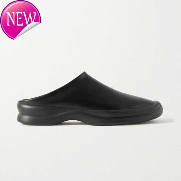 

pure the row single shoes muller shoes women's bag head wearing slippers new lazy half slippers, Black
