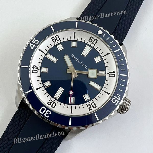 

1884 ceramic bezel luminous mens watch automatic movement sapphire glass blue rubber strap 42mm waterproof folding buckle wristwatch, Slivery;brown