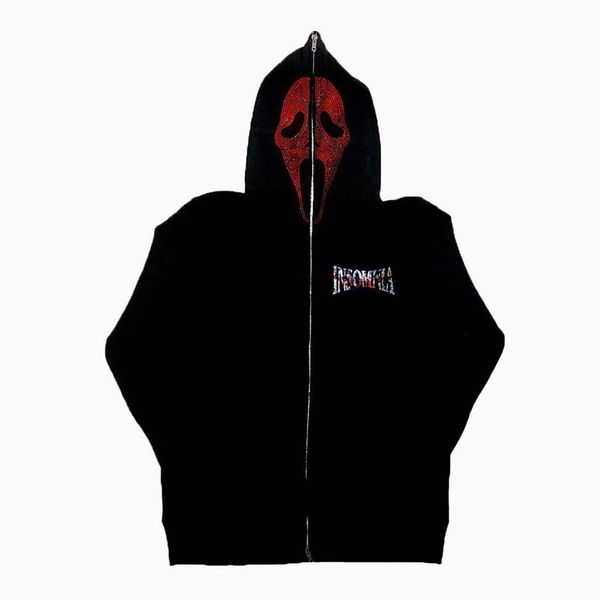 

men's hoodies sweatshirts men's skull red print streetwear oversized hoodie men's jacket harajuku goth y2k clothes grunge zip, Black