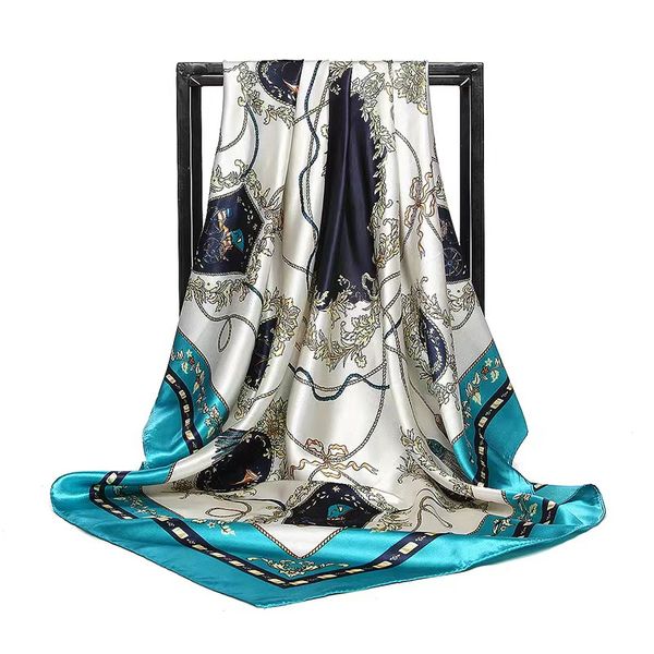 

new scarf women paris printing square scarves fashion wrap female foulard large hijab shawl neckerchief 90*90cm, Blue;gray