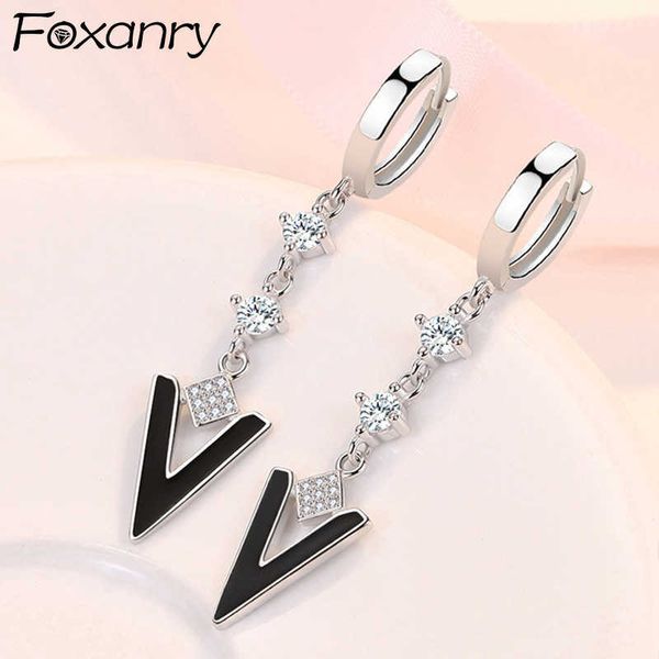 

charm anry prevent allergy silver color long zircons earrings for women trendy creative triangle geometric wedding party jewelry l230315, Golden