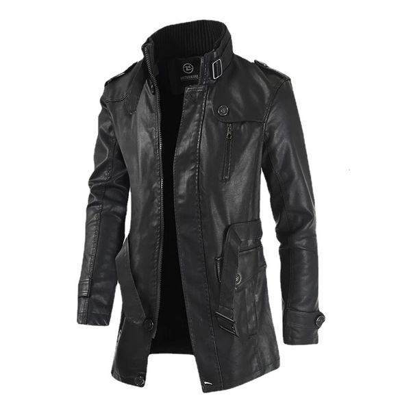 

men's leather faux leather jacket men's street windbreaker coat men leather clothing thick jacket fleece men casual jacket pu 2303, Black