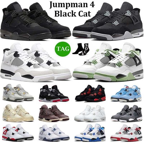 

jumpman 4 basketball shoes men women 4s black cat pn dust military black seafoam red thunder bred university blue mens trainers sport sn