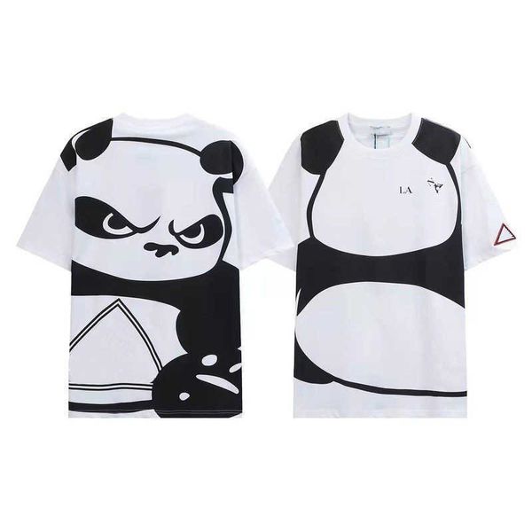 

designer luxury lanvin classic fashion tide versatile early spring new panda short sleeve langlang men's lady t-shirt loose couple, Black;brown
