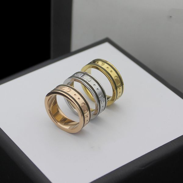 

fashion wedding titanium steel ring designer double g letter ring 18k gold plated classic jewelry accessories gifts no box, Slivery;golden