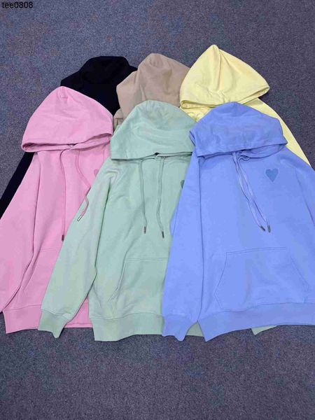 

autumn 2023 designer amis love embroidery macaron long sleeve simple baita loose hooded sweater for men and women, Black