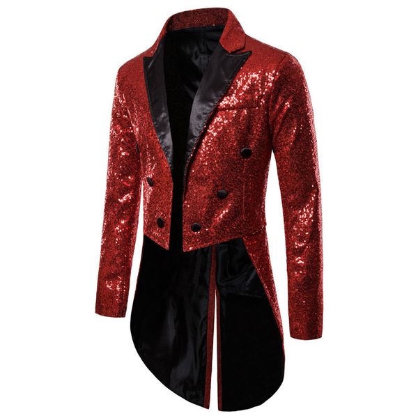 

men's suits blazers mens suit sequins turn-down collar long sleeve swallow-tailed coat for men smlxlxxl 230316, White;black