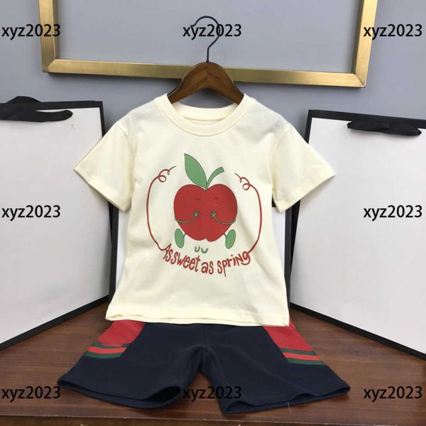 

2023 kids clothes child sets baby dress 2pcs floral letter design t-shirt and classic printed shorts new product size 90-150 cm, White