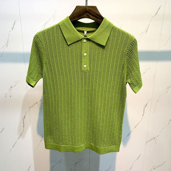 

men's polos summer solid color knit polo shirt men casual button lapel pullover fashion men short sleeve slim fit polo shirt q62 230316, White;black