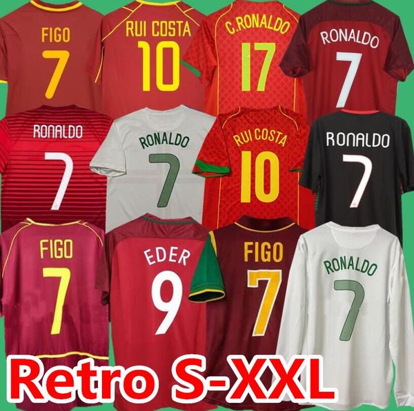 

1998 1999 portugal rui costa figo retro soccer jerseys 2012 2014 2015 2016 ronaldo 00 2002 10 12 15 16 2004 nani r. meireles deco eder, White;black