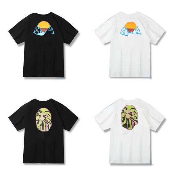 

mens designer t shirt polos black white sunset ape man short sleeves men women summer t-shirt streetwear size m-2xl, White;black