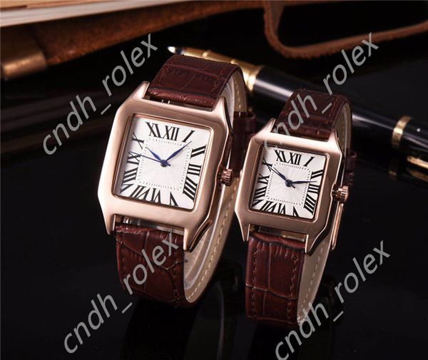 

famous designer fashion man/women brand watch casual leather strap new dress luxury automatic quartz watch square relojes de marca wristwatc, Slivery;brown
