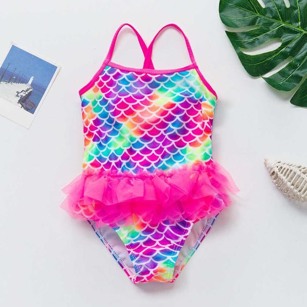 

one-pieces 2-14 years girls swimsuit 2022 new one piece swimwear flamingo ruffle style children's swimwear one piece swimsuit l230315, Black