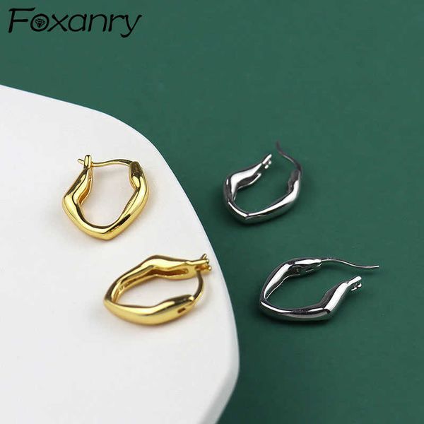 

charm anry prevent allergy silver color hoop earrings trend elegant temperament party jewelry irregular u-shaped ears buckle l230315, Golden