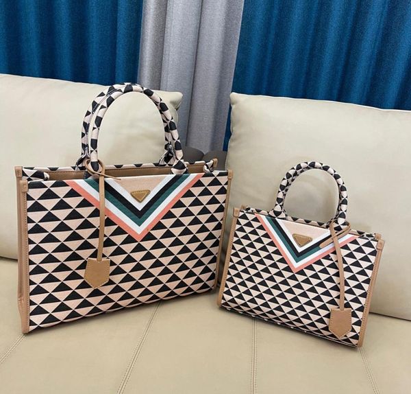 

large small 28x17cm 39x31cm jacquard fabric hand bags micro tote bag black beige embroidered handles womens handbag with shoulder 3424877