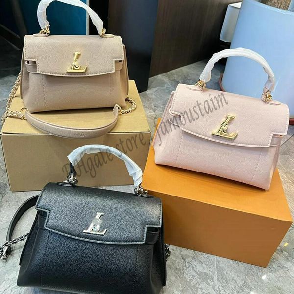 

lockme ever cross body bags women medium cowhide genuine leather stitching color handbags silver turn lock fashion bag