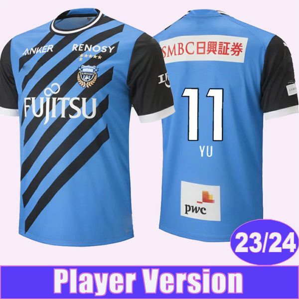 

23 24 kawasaki frontale ryota mens soccer jerseys player version kurumaya yu yamane home away football shirts short sleeve uniforms, Black;yellow