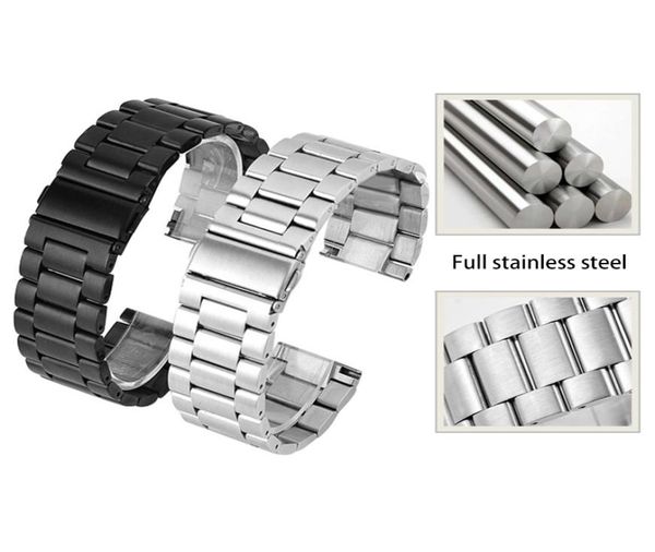 

universal full solid stainless steel strap couple watch band suitable for men and women buckle snaps 163799, Black;brown