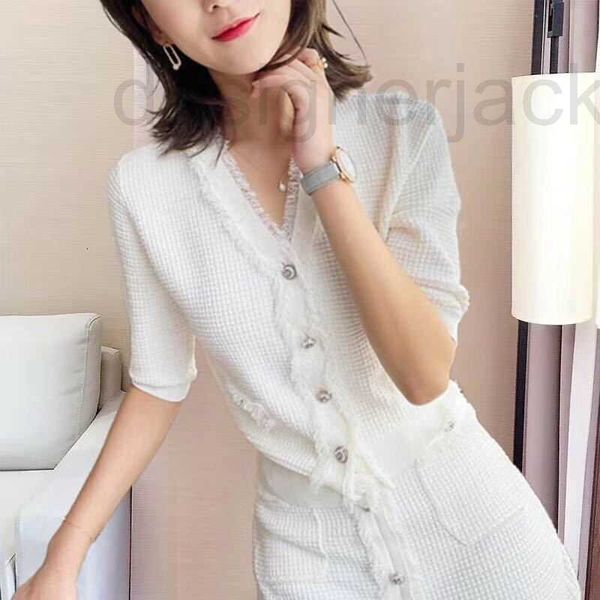 

two piece dress designer commuter women's dress light cooked new summer fashion suit cardigan knitted skirt s5a1, White