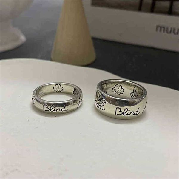 

ring ancient letter love fearless flower and bird blind you male female couple pair bracelet, Silver
