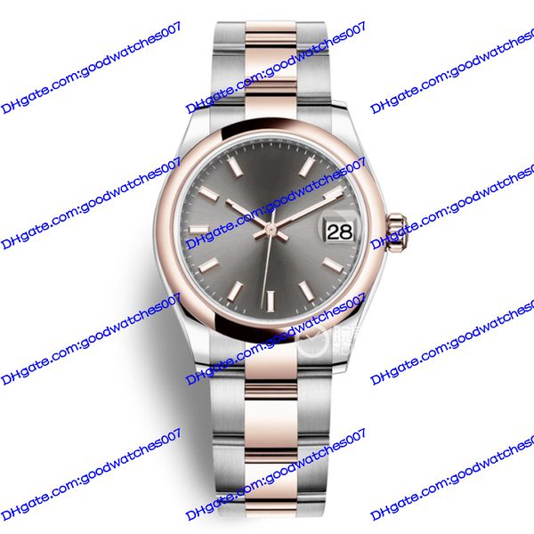 

selling high-quality women's watch asia eta 2813 automatic watch 278271 278241 31mm gray dial bar time scale 18k rose gold stainless st, Slivery;brown
