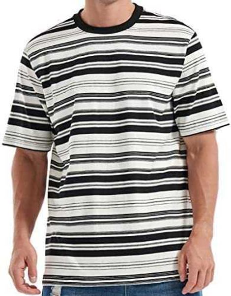 

men's tee shirts sleeve tee fashion loose fit classics crew neck stripe t-shirtlyn9, White;black