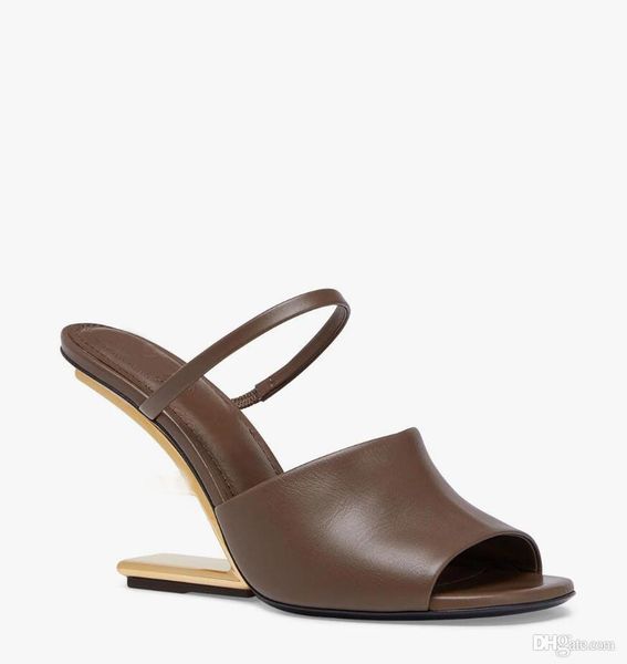 

luxury summer brand first sandals shoes point toe women slingback lady f-shaped heels party wedding eu35-43, Black