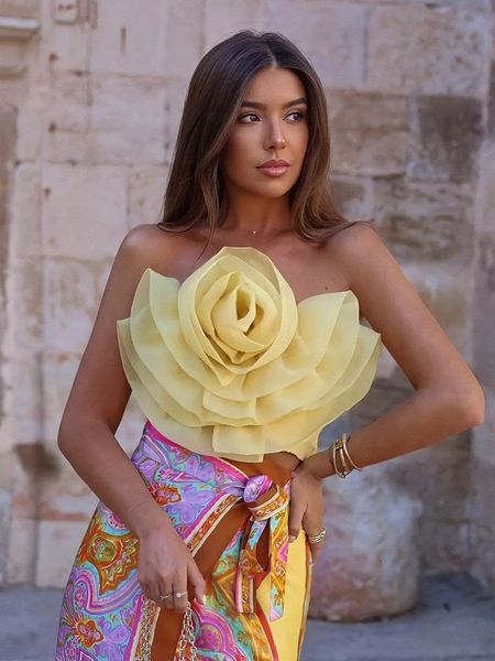 

women's tanks camis women fashion yellow floral transparent gauze halter tank summer sheath cropped folds casual camis for holiday 230, White