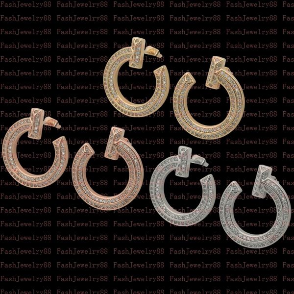 

double link chain stud 18k gold plated luxury brand designer letter heart earrings luxury women minimalist earrings wedding jewelry, Golden;silver