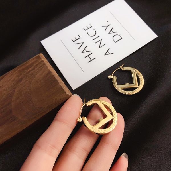 

18k gold plated ff studs earrings luxury designer letter earring popular fashion design women earring classic premium accessories couple gif, Golden;silver
