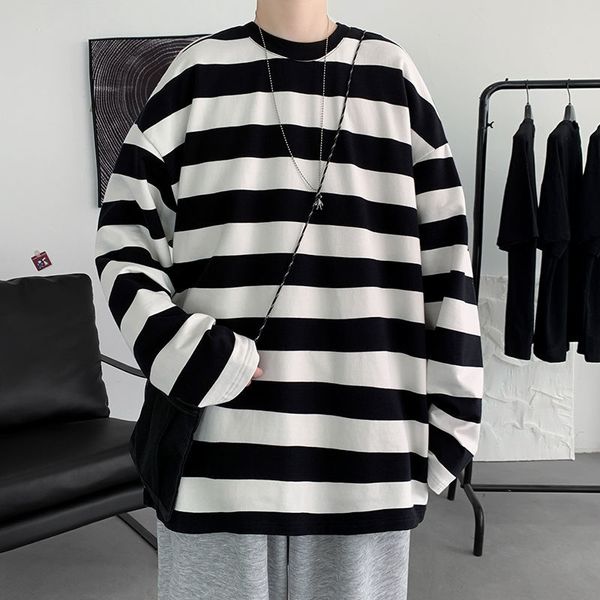 

mens tshirts privathinker harajuku striped t shirts for men oversized tees man casual long sleeve tshirt woman loose pullovers 5xl 230316, White;black