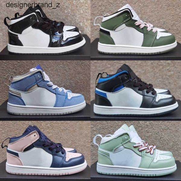 

2023 jumpman 1 1s kids basksetball shoes boy girls youth children sport sneakers bred patent bordeaux dark mocha bubble gum chicago obsidian, Black