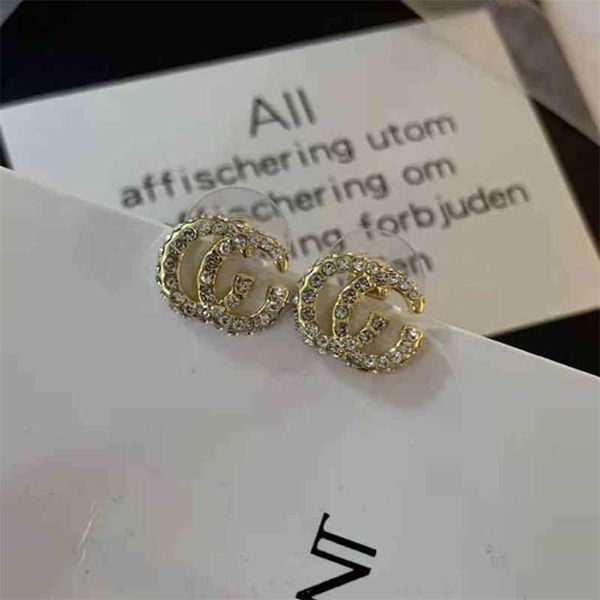 

earrings 2023 new new earrings shiny, diamond inlaid, light and luxurious, daily versatile earrings, celebrities are popular, Golden