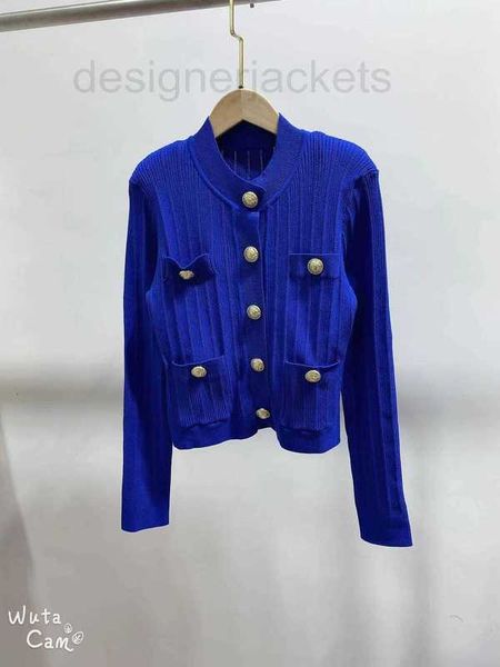 

women's knits & tees designer new ice silk slim fit elastic shoulder pad knitted cardigan crew neck short coat lswy, White