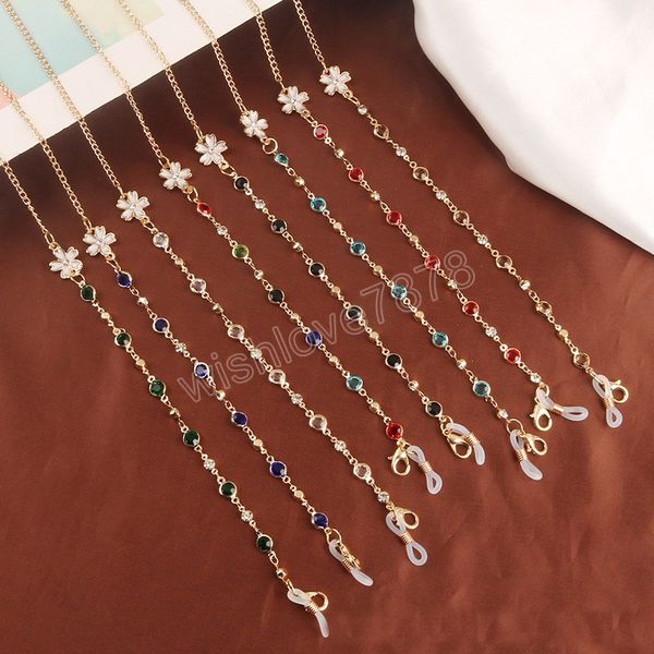 

fashion colorful crystal non-slip glasses chain lanyard outdoor flower charm sunglasses holder lanyard eyewear accessories