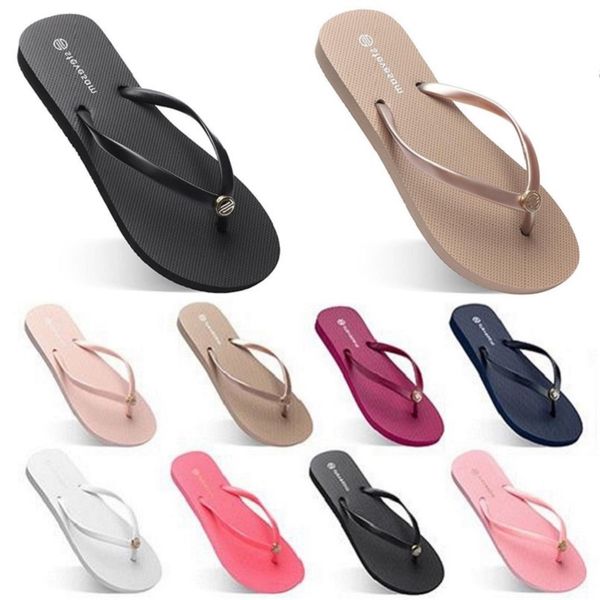 

2023 fashion slippers beach shoes flip flops womens green yellow gold orange navy bule white pink brown red summer sport sneaker, Black