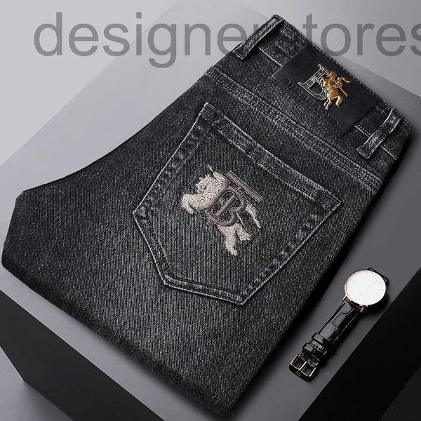 

men's jeans designer luxury men's jeans casual slim fit elastic cotton embroidery new 2030 g1gl, Blue