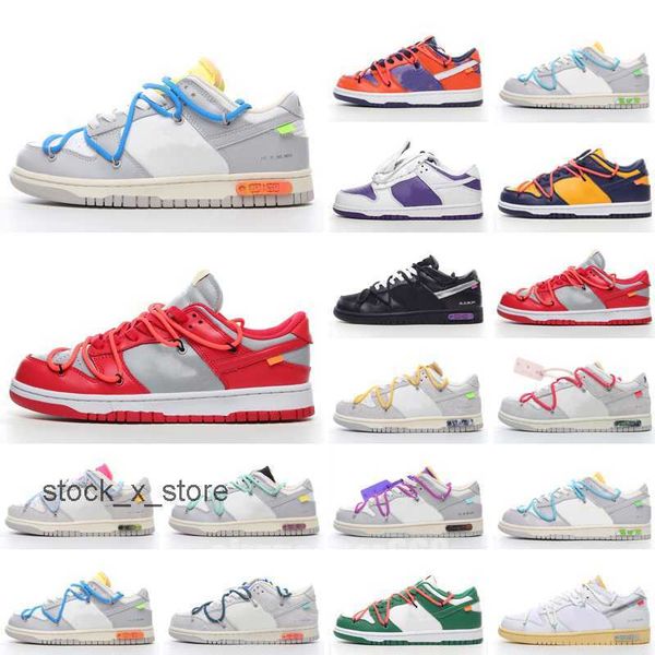 

og retro skate dunks low running shoes lot the 01-50 dunled university blue green yellow offs white men women trainers sneakers with box, Black